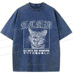 Kyoto-Lion Beautiful Funny Cat ACAB Washed T-Shirt