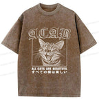 Kyoto-Lion Beautiful Funny Cat ACAB Washed T-Shirt