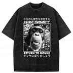 Kyoto-Lion Funny Back To Monkey Washed T-Shirt