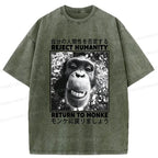 Kyoto-Lion Funny Back To Monkey Washed T-Shirt
