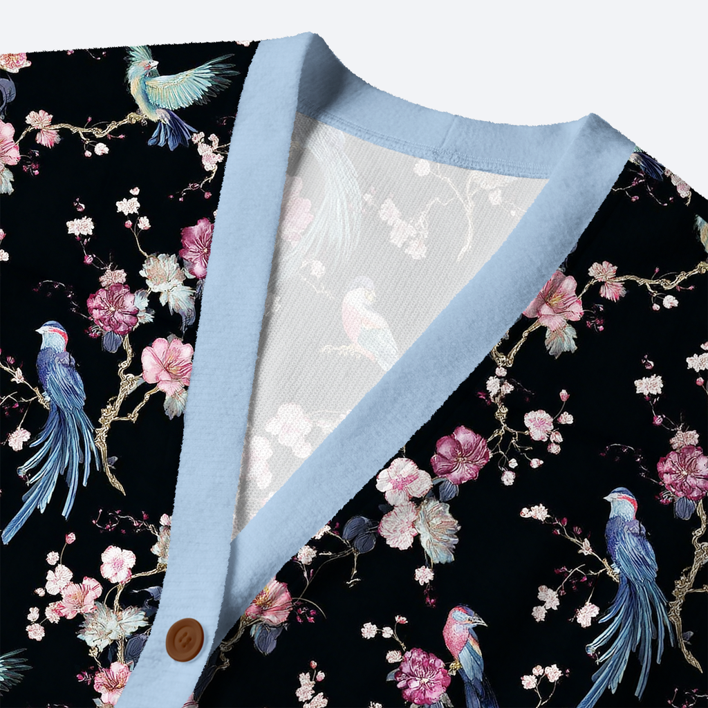Kyoto-Lion Birds and Blooms Cardigan for Casual