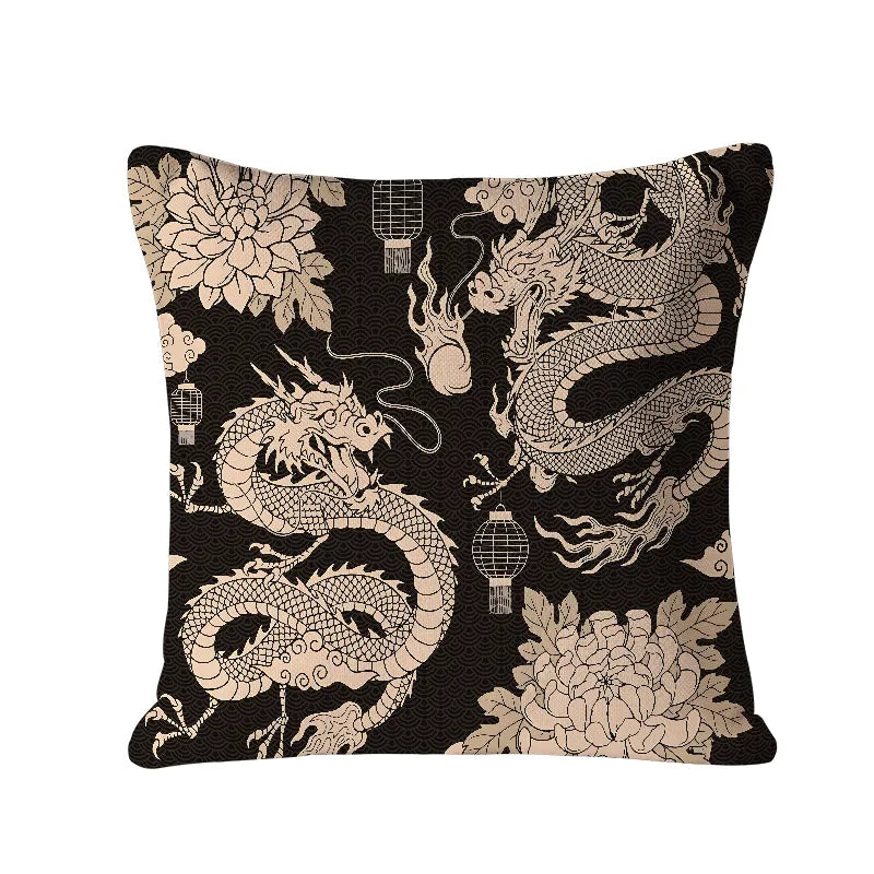 Kyoto-Lion Two Dragons Playing With A Pearl Cushion Pillow