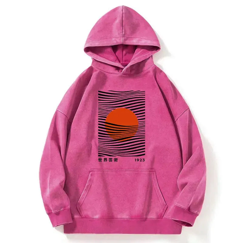 Kyoto-Lion Minimalist Art Sun Washed Hoodie