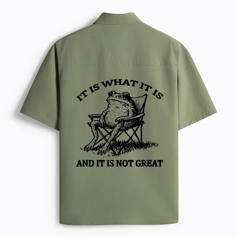Kyoto-Lion Resting Frog Funny Work Shirt