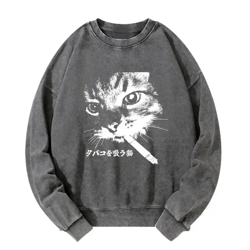 Japanese Vintage Cat Sweatshirt Free Shipping