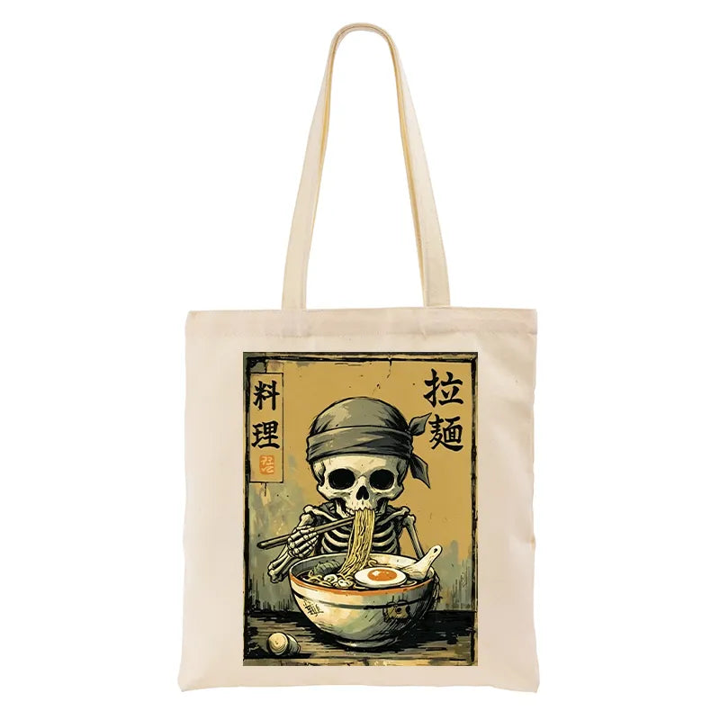Kyoto-Lion Funny Skeleton Ramen Tote Bag