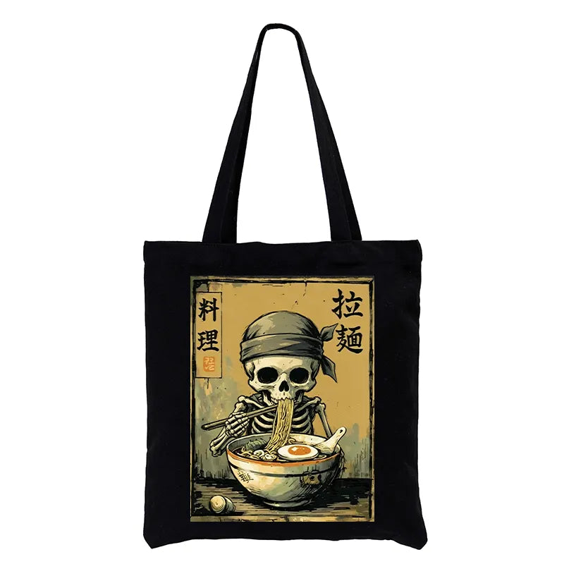 Kyoto-Lion Funny Skeleton Ramen Tote Bag