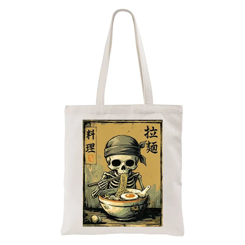 Kyoto-Lion Funny Skeleton Ramen Tote Bag