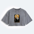Vintage washed crop t-shirt for women