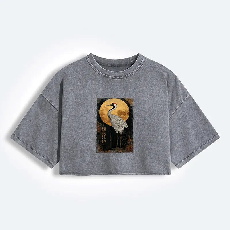 Vintage washed crop t-shirt for women