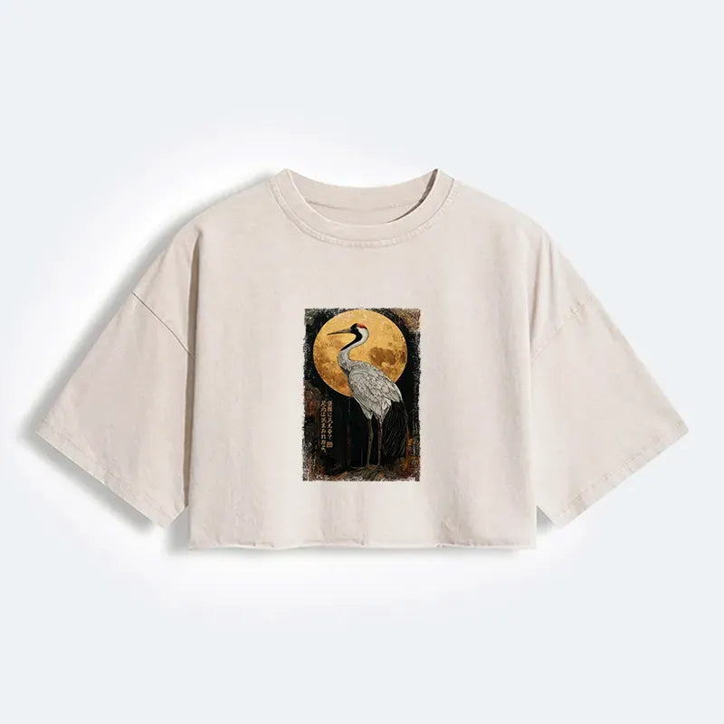 Japanese crane kanji women's crop top