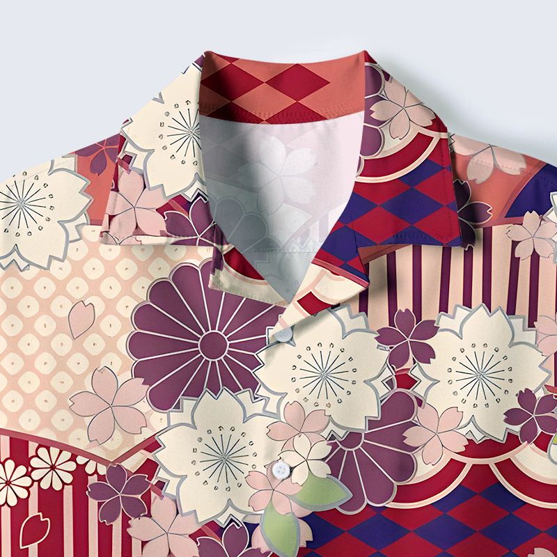 japanese floral cuban collar shirt for summer