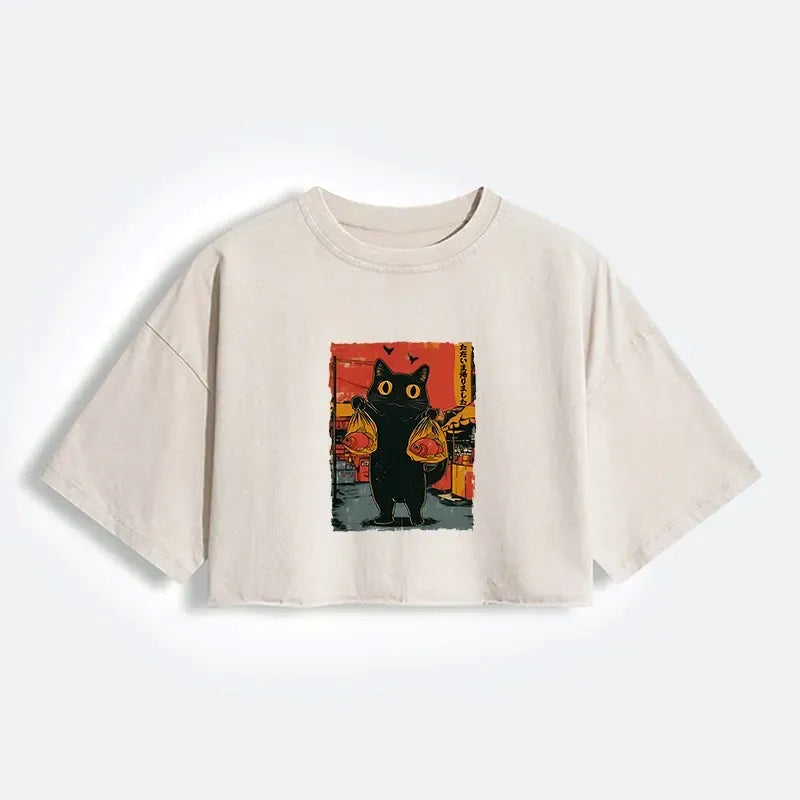 Best Seller Japanese Cat Crop Top for Women