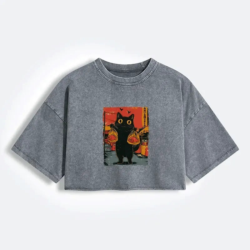 Japanese Washed Crop T-Shirt for Women