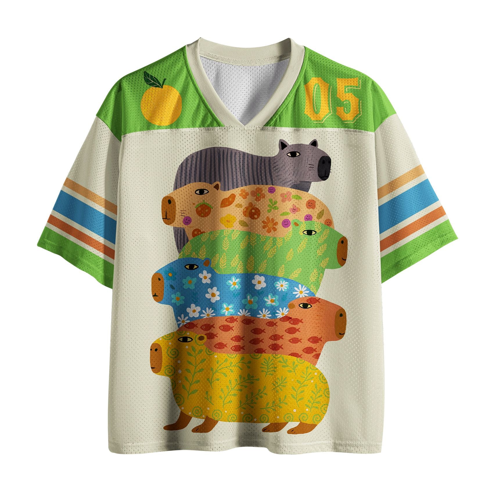 Kyoto-Lion Colorful And Funny Capybara Mesh Jersey