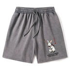 Kyoto-Lion Rabbit Gotta Say Weird Stuff Or Die Washed Shorts