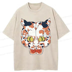 Kyoto-Lion Complex Retro Cat Washed T-Shirt