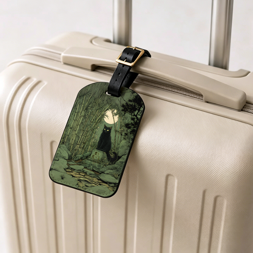 Kyoto-Lion Cat Under The Moon Luggage Tag
