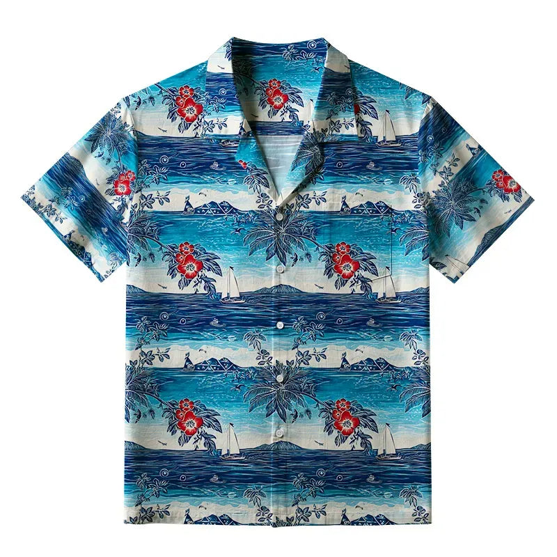 Japanese Floral Hawaiian Shirt for Summer