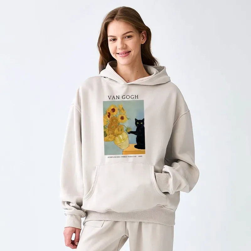 Retro Ukiyo-e Cat Hoodie On Sale