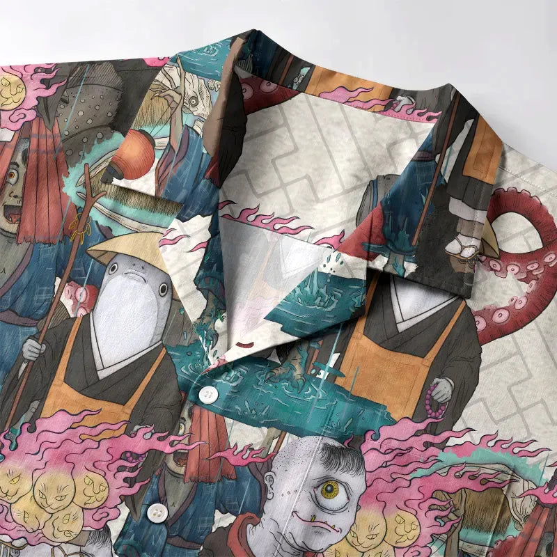 Kyoto-Lion Wandering Yokai Aloha Hawaiian Shirt