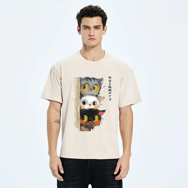 japanese vintage cat t-shirt gift idea