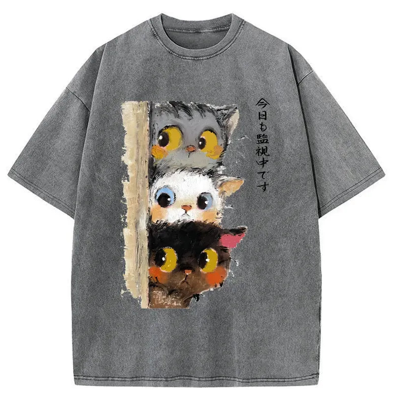 japanese vintage cat t-shirt gift idea