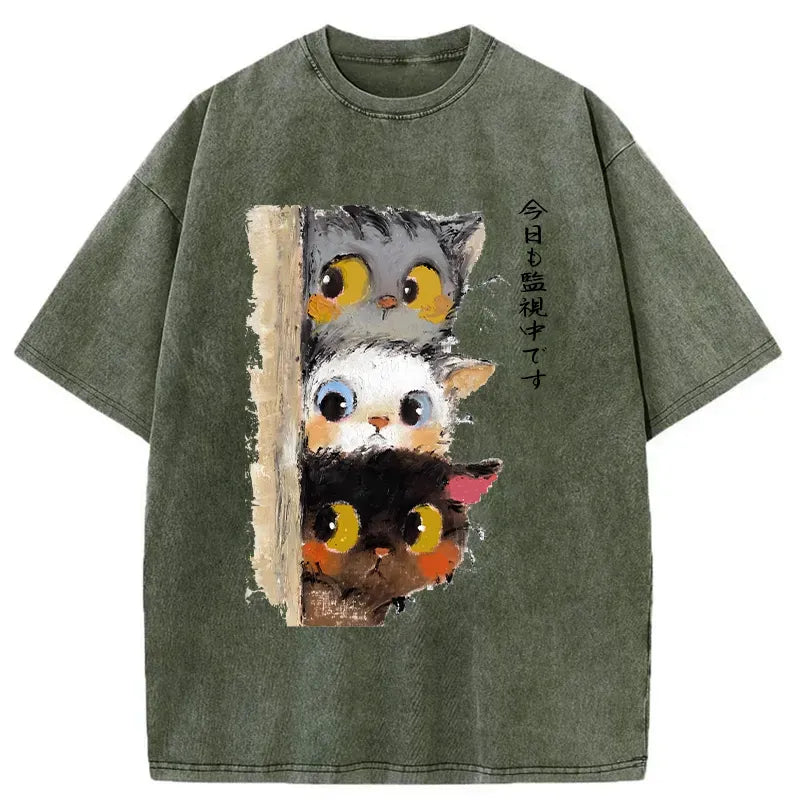 japanese vintage cat t-shirt gift idea