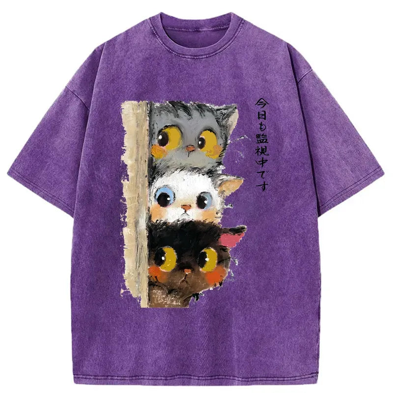japanese vintage cat t-shirt gift idea