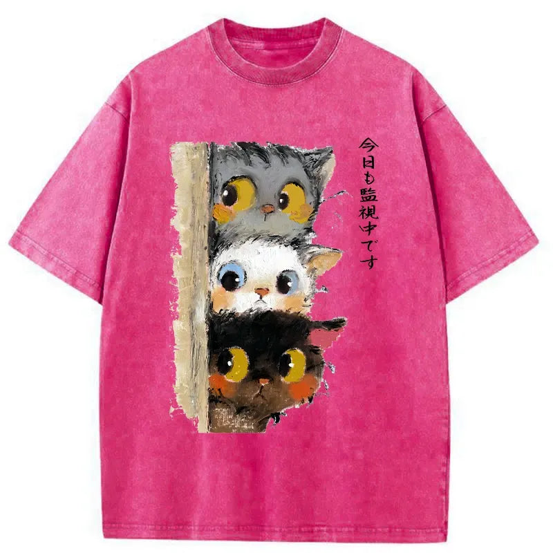 three cats monitoring owner streetwear top