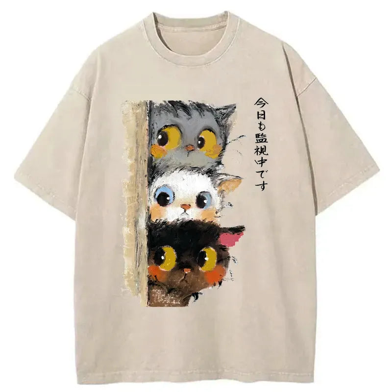 japanese vintage cat t-shirt gift idea