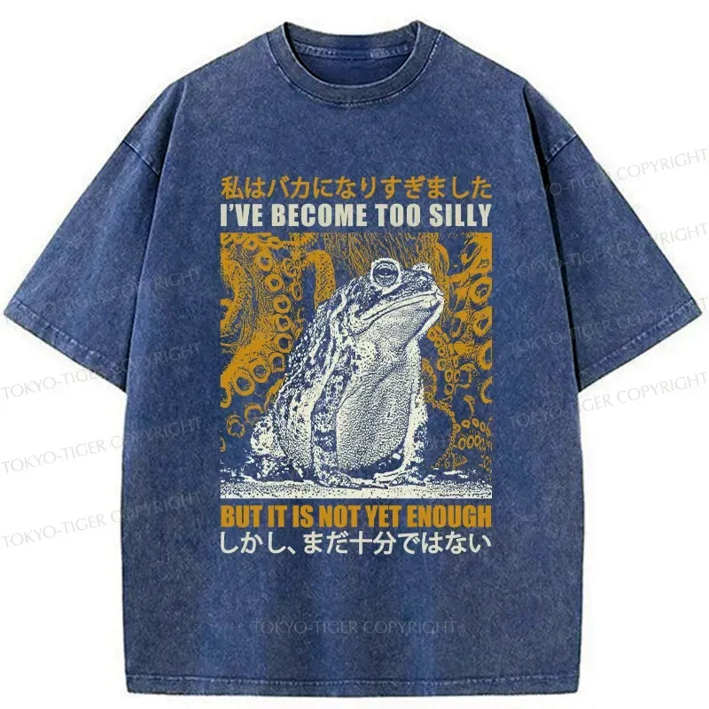 Kyoto-Lion Funny Frog Become Too Silly Washed T-Shirt