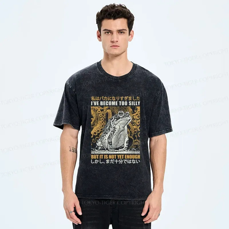 Kyoto-Lion Funny Frog Washed T-Shirt on Sale