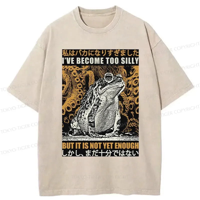 Kyoto-Lion Funny Frog Become Too Silly Washed T-Shirt