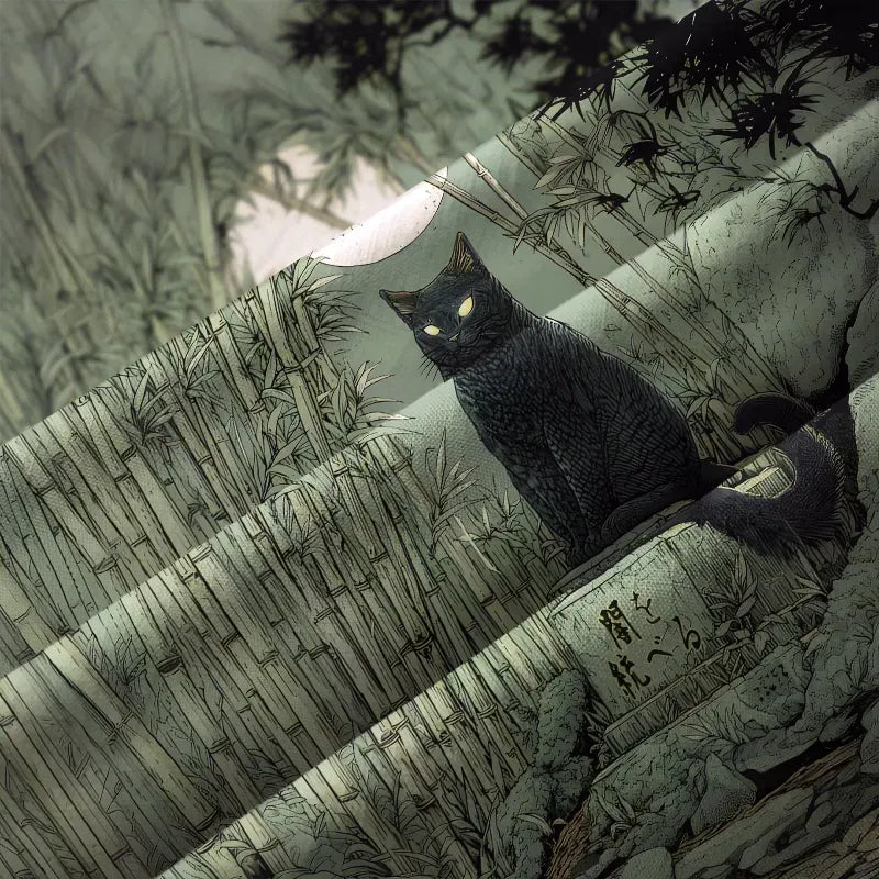 Kyoto-Lion Cat Under The Moon Button-up Shirt