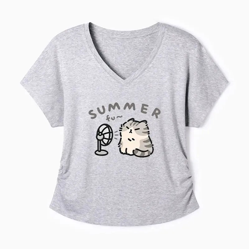 Kyoto-Lion Summer Cat Chills With A Fan Modal Dolman Sleeve T-Shirt