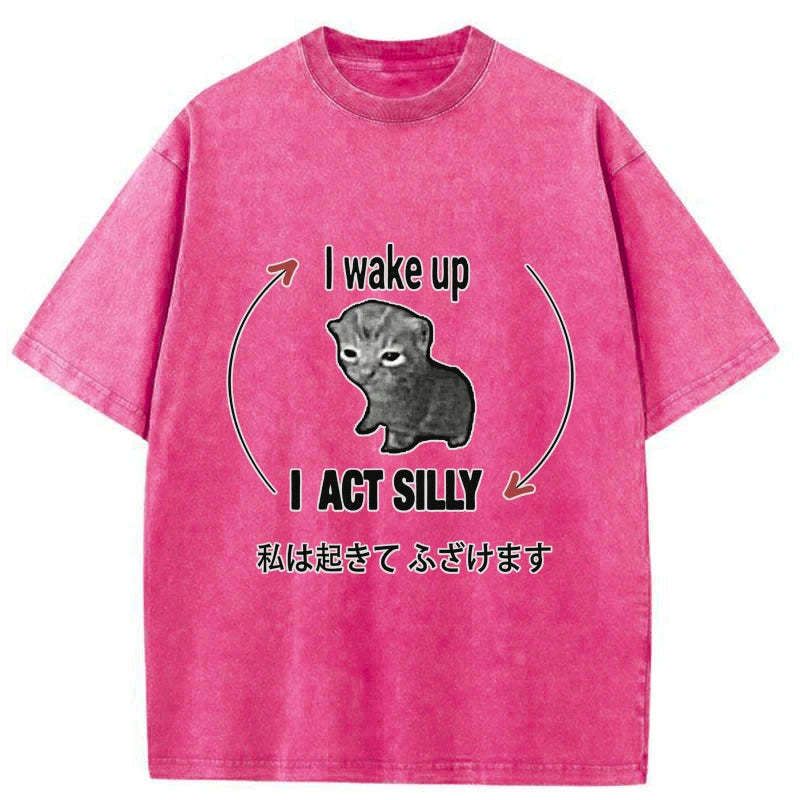 Kyoto-Lion Wake Up Act Silly Washed T-Shirt