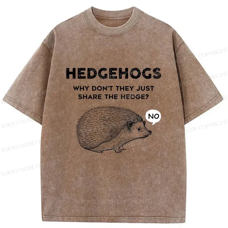 Kyoto-Lion Funny Hedgehog Washed T-Shirt