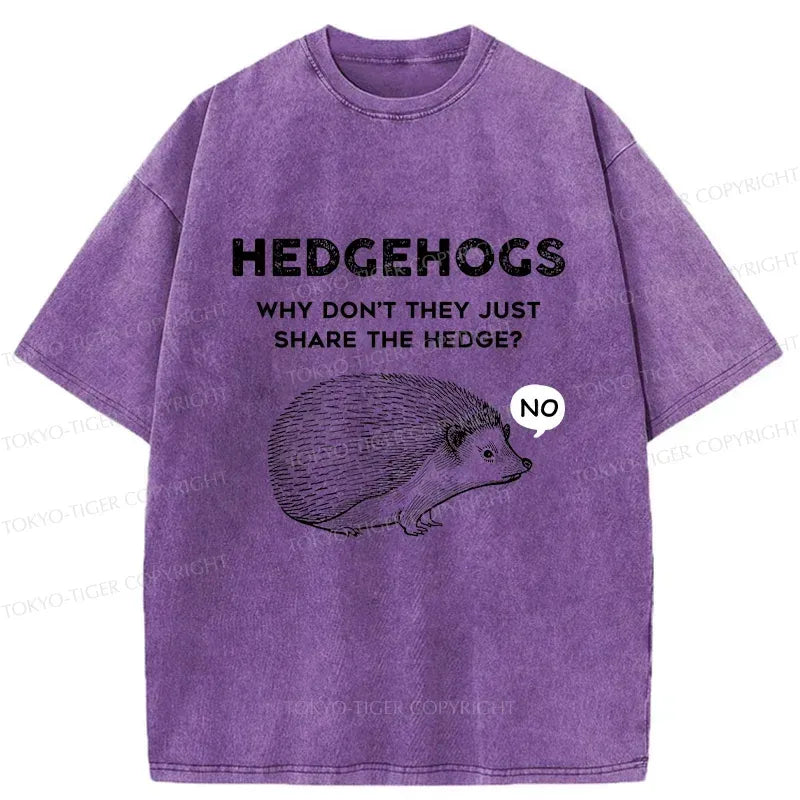 Kyoto-Lion Funny Hedgehog Washed T-Shirt