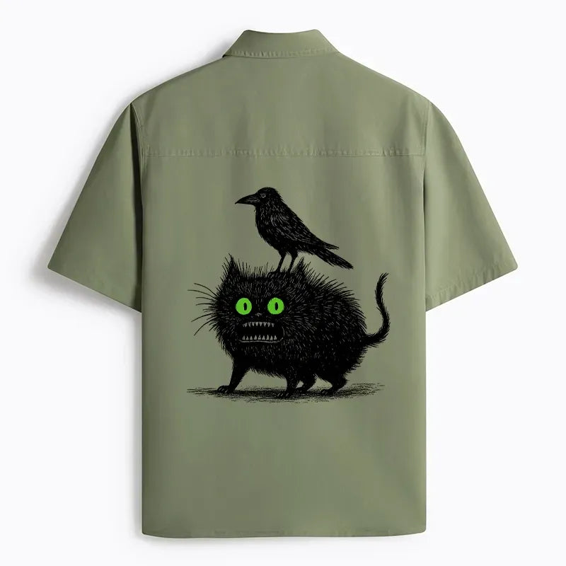 Kyoto-Lion Crow And Black Cat Work Shirt