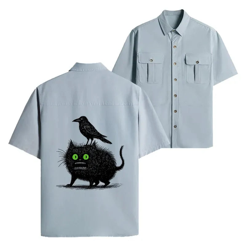 Kyoto-Lion Crow And Black Cat Work Shirt