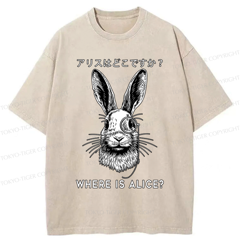 Funny Rabbit Washed T-Shirt Daily Wear