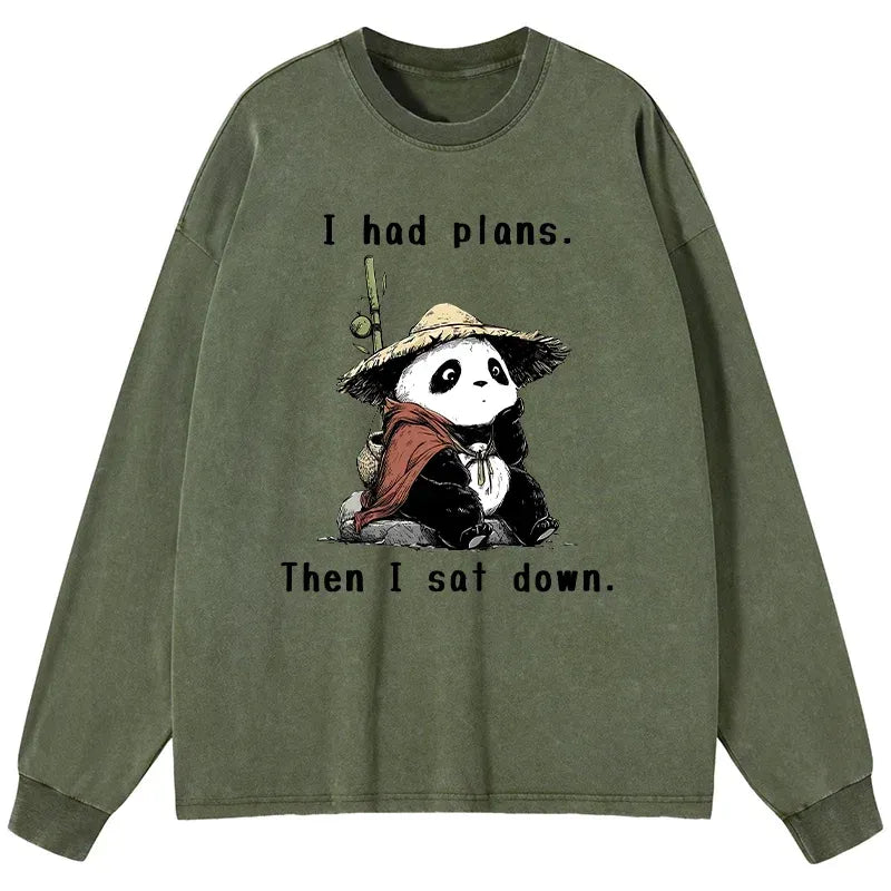 Japanese Panda Washed Long Sleeve Tee
