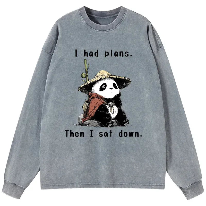 Kyoto-Lion The Maybe Later Panda Washed Long Sleeve T-Shirt