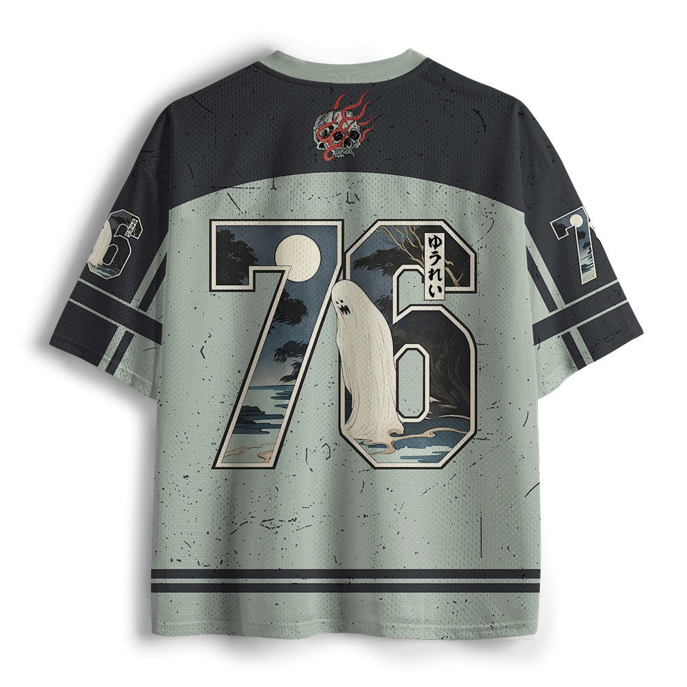 Kyoto-Lion Creepy Japanese Ghost Washed Mesh Jersey