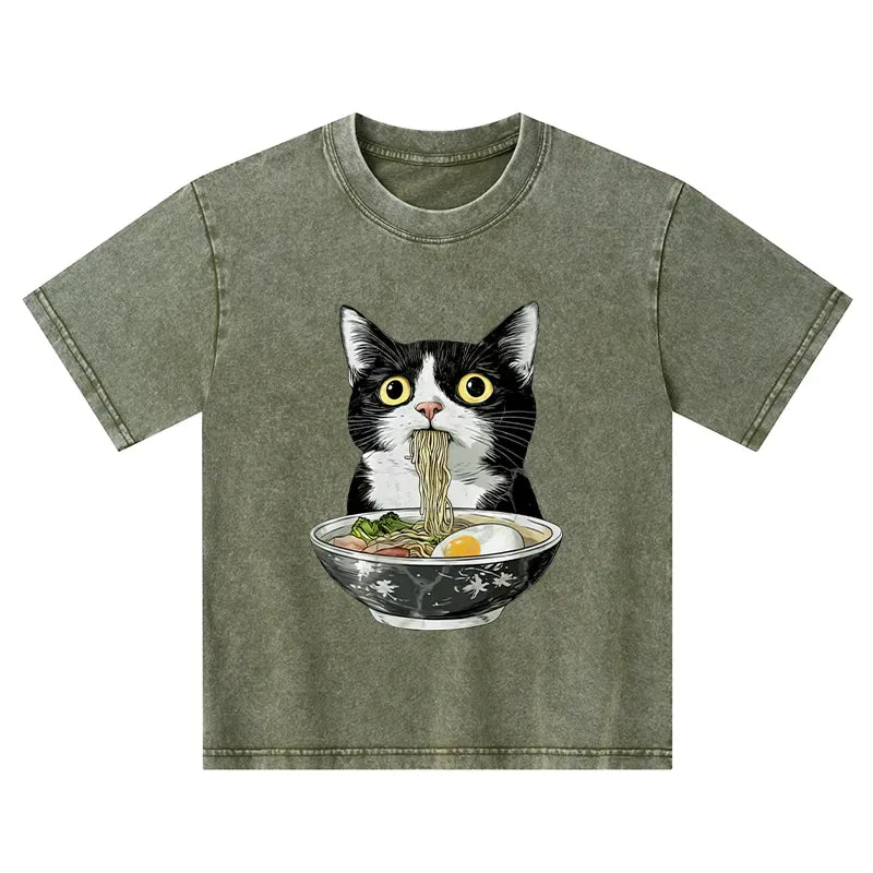 Washed Japanese Streetwear Kids Top