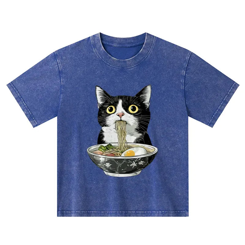 Japanese Cat Ramen Kids T-Shirt