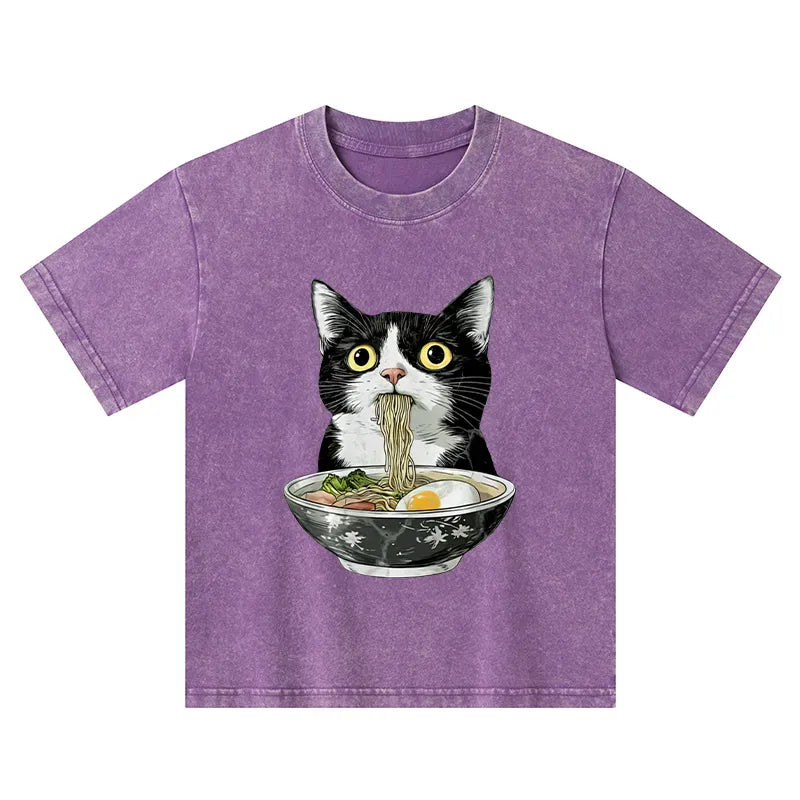 Japanese Cat Ramen Kids T-Shirt