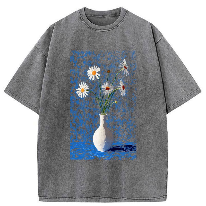 ukiyo-e flower design unisex cotton tee