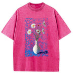 ukiyo-e flower design unisex cotton tee